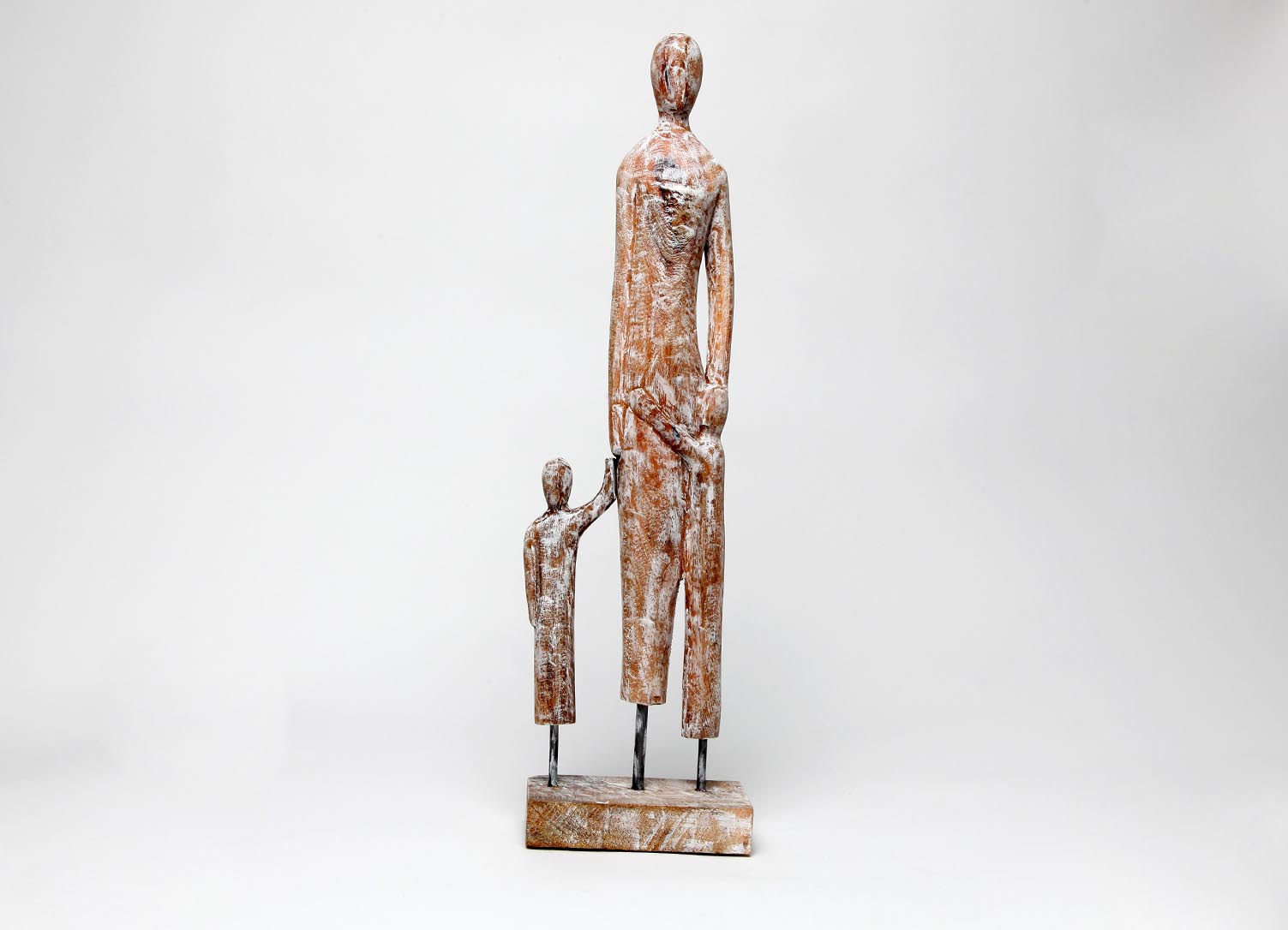 Exner Skulptur Familie Artisanal Figur Dekofigur 55 x15 cm Holzfigur
