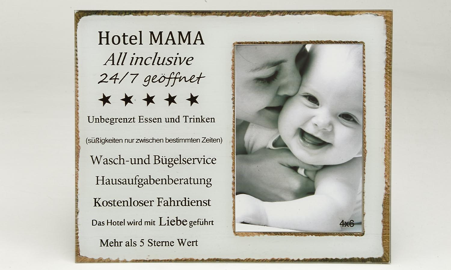 Deko Holzrahmen "Hotel Mama"  10 x 15 cm       