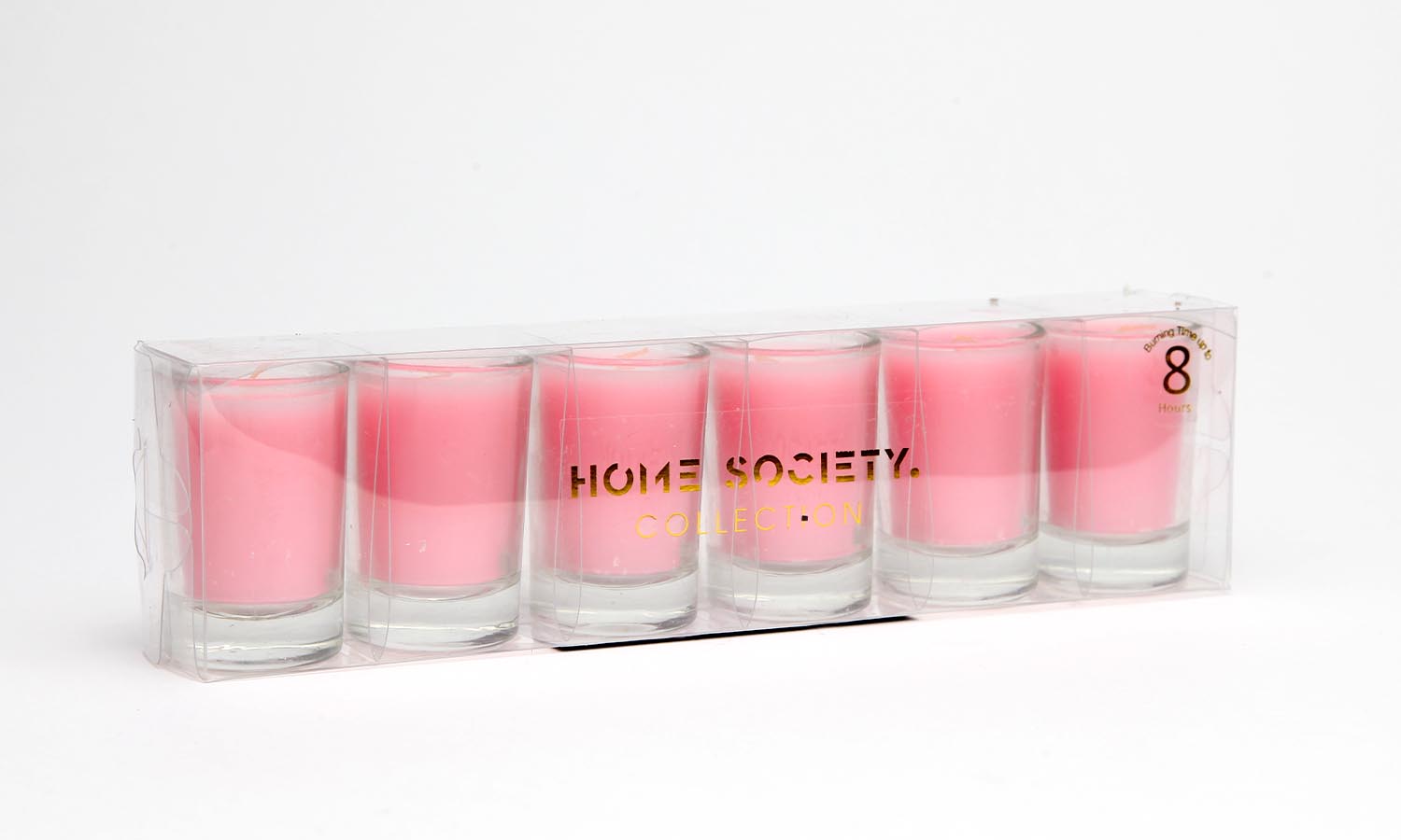 Kerzen pink 6er Set im Glas "Votiv Candle"