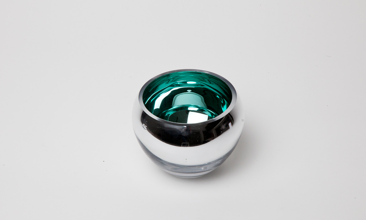 Fink - Windlicht - Teelichthalter - Colore - verspiegeltes Glas - türkis - Ø 12 cm